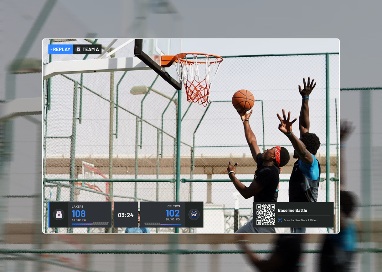 inJOY Arena court recording and live scoreboard display